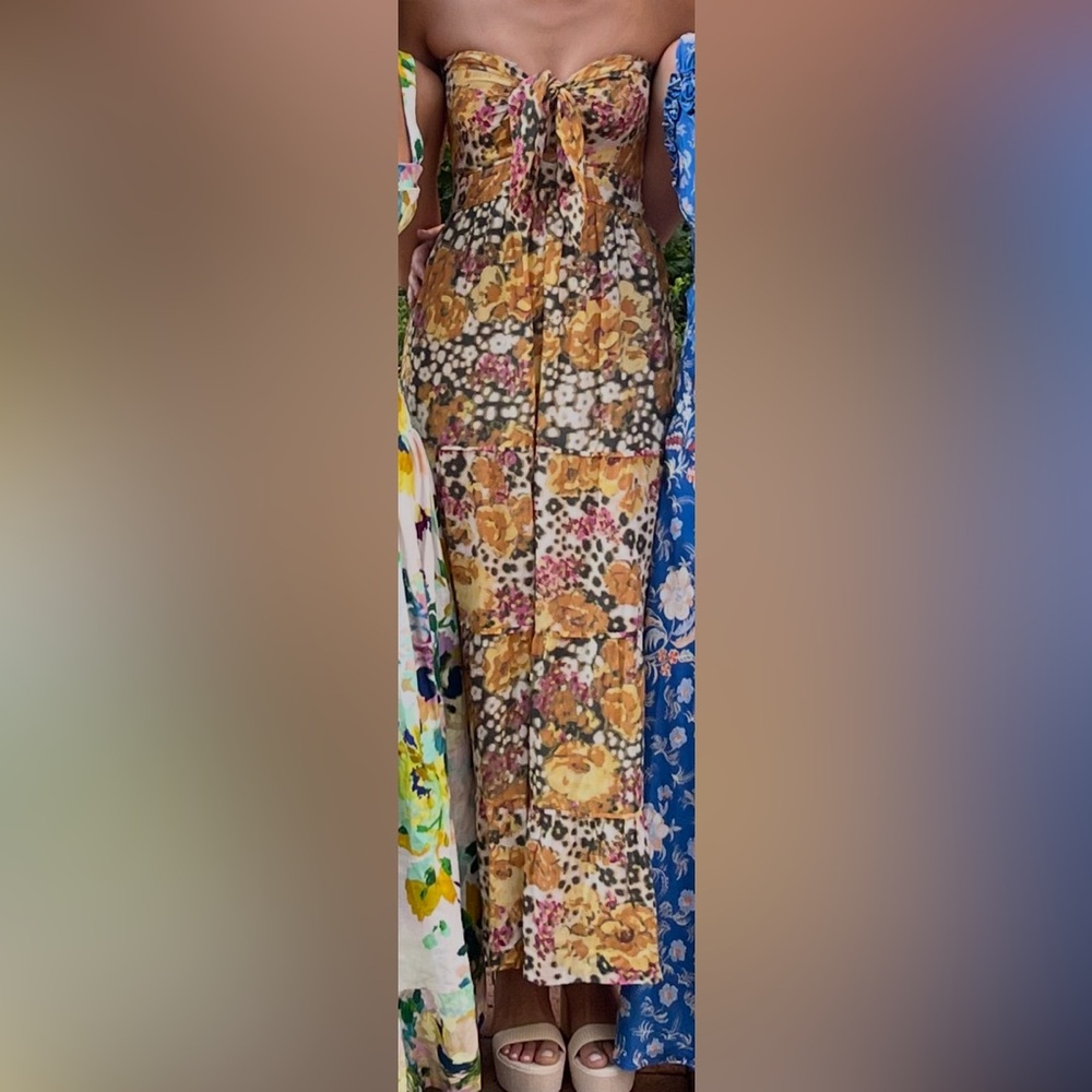 ba&sh Floral Strapless Maxi Dress